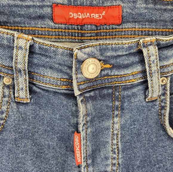 DSQUARED2 Slim Fit Paint Logo Denim Jeans size 32x32 - Picture 7 of 8